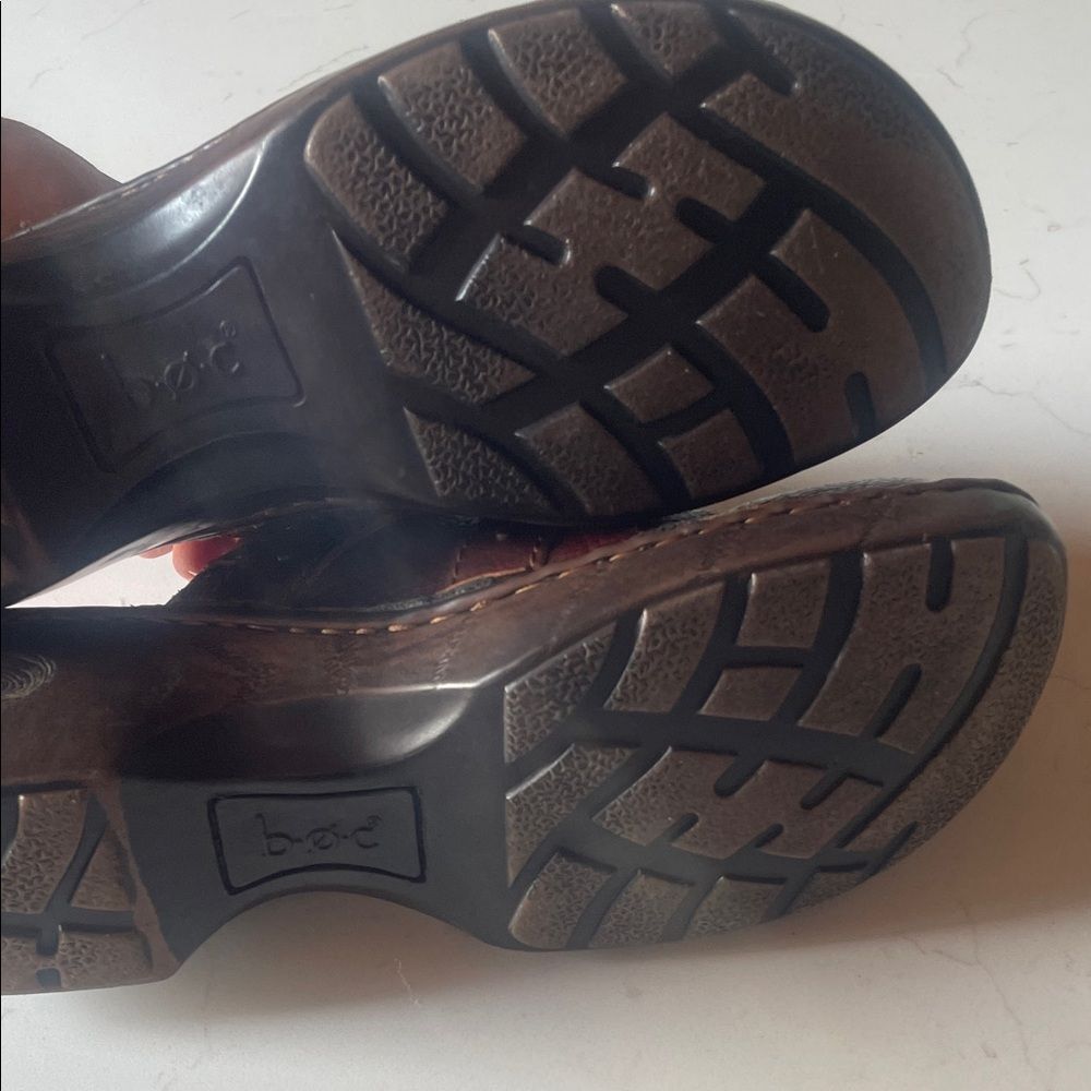 b.o.c. BORN Women's Rich Brown Real Leather Clogs Sz 10 Boho Slides Comfort - Picture 7 of 8